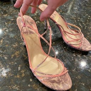 Stuart Weiztman Snake Skin High Heel Plat Sandals